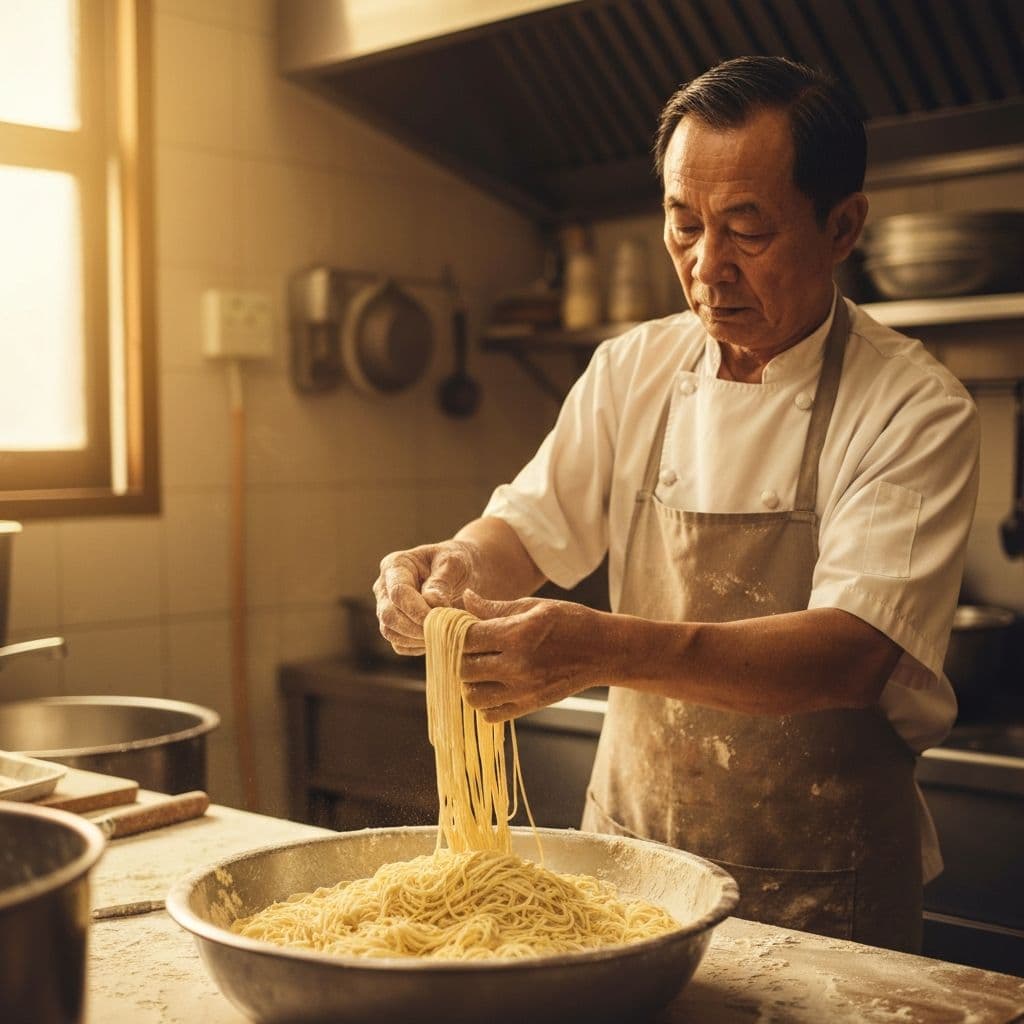 Proses pembuatan bakmi secara tradisional di dapur BakmiKu